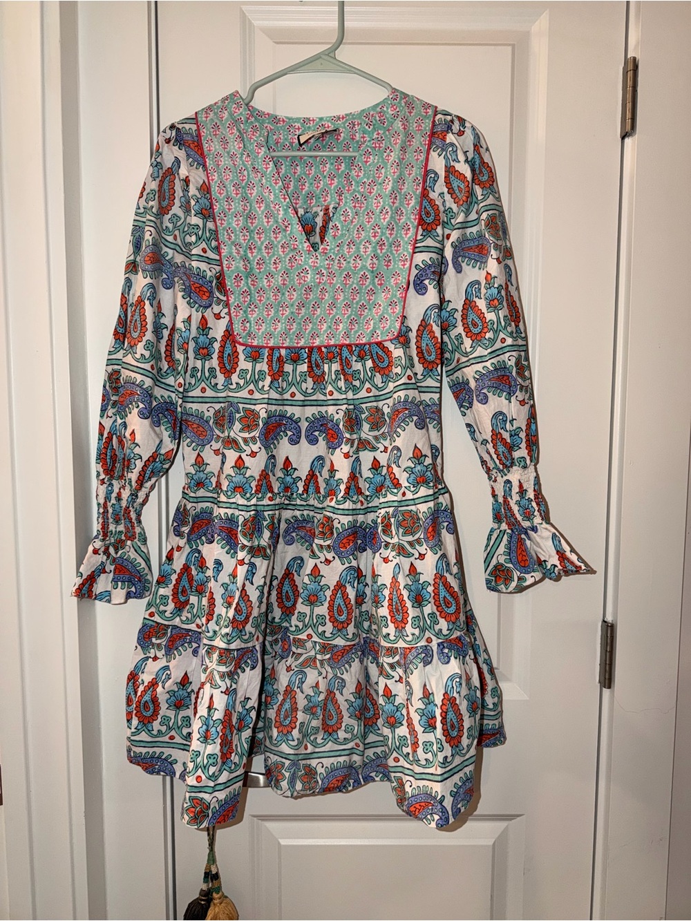 Tuckernuck Teal, Orange & Blue Paisley Tiered Dress